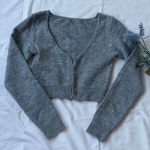 Garage Heather Gray Button-Up Cropped Cardigan, size S